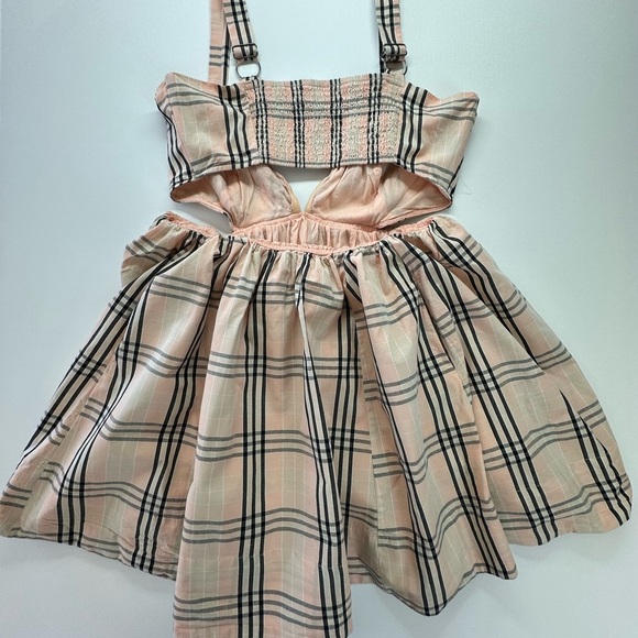 Free People Cream and Brown Pleated Tie Front Mini Sundress - Picture 6 of 9